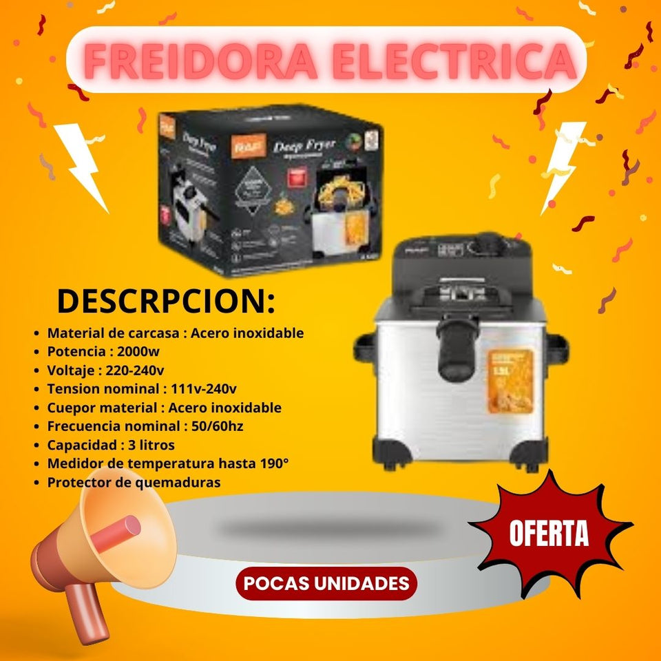 FREDIDORA ELECTRICA DE ACERO INOXIDABLE 🍟🍗🥟